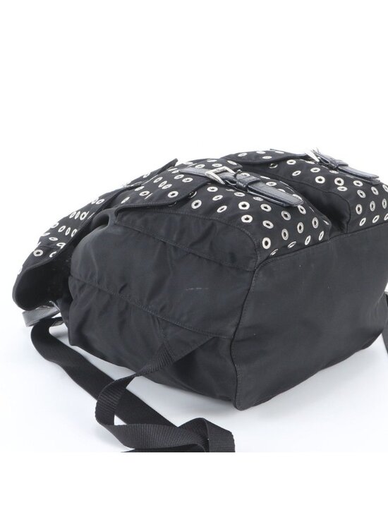 Prada Tessuto Nylon Perforated Leather Backpack Black main image 8
